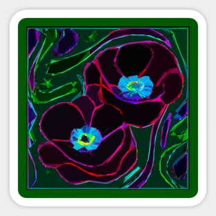 Colorful Layered Abstract of Red Poppies (MD23Mrl018a2) Sticker